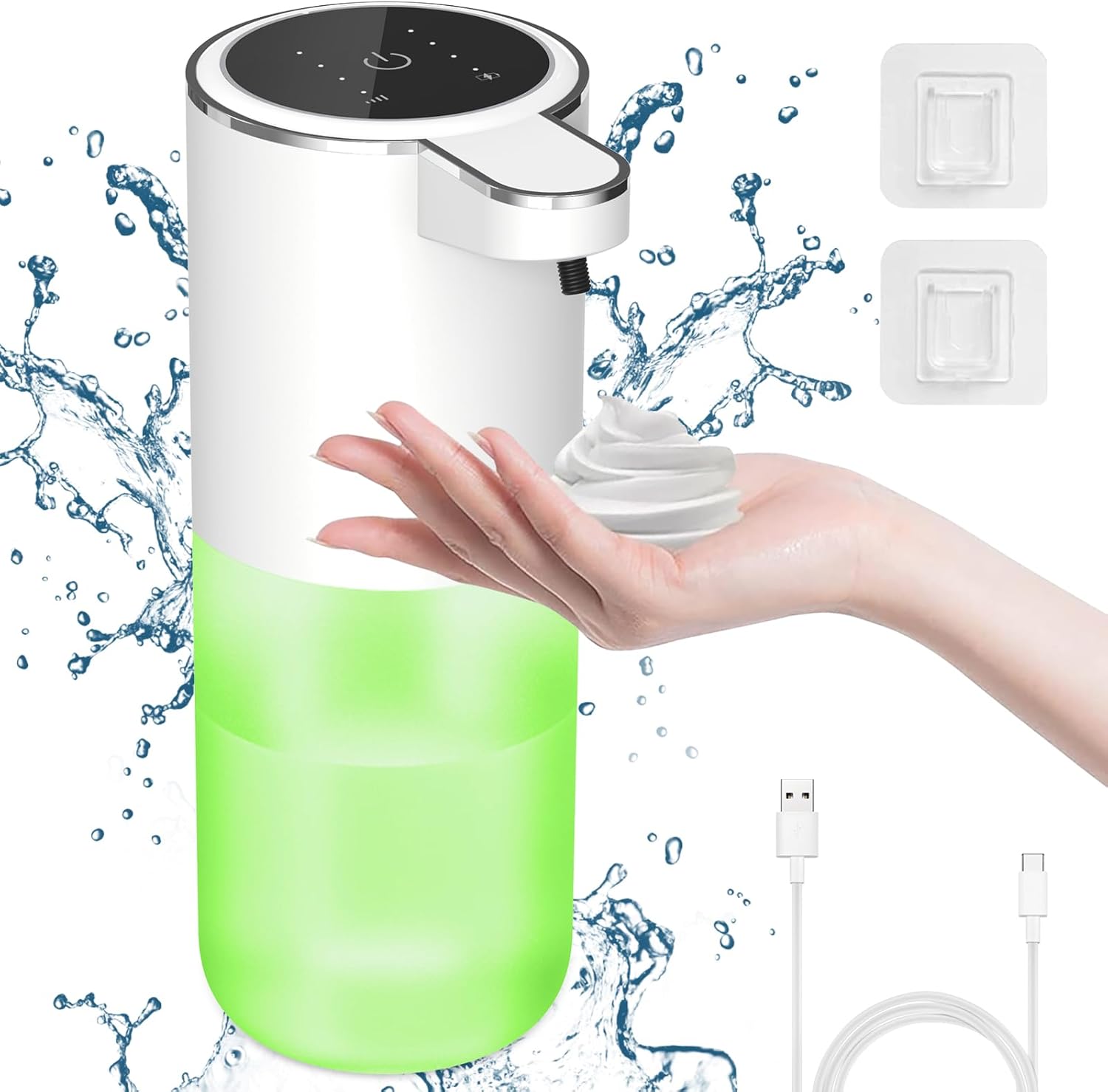 Automatyczny dozownik mydła w pianie, wyświetlanie mocy, 400 ml, regulowana objętość piany na 4 poziomach