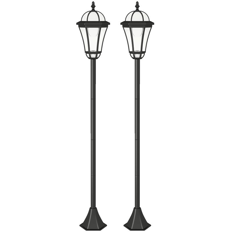 2 zewnętrzne lampy ogrodowe solarne podłogowe z 2 białymi diodami LED 6000K IP44 Ø18,5 x 129H cm czarne
