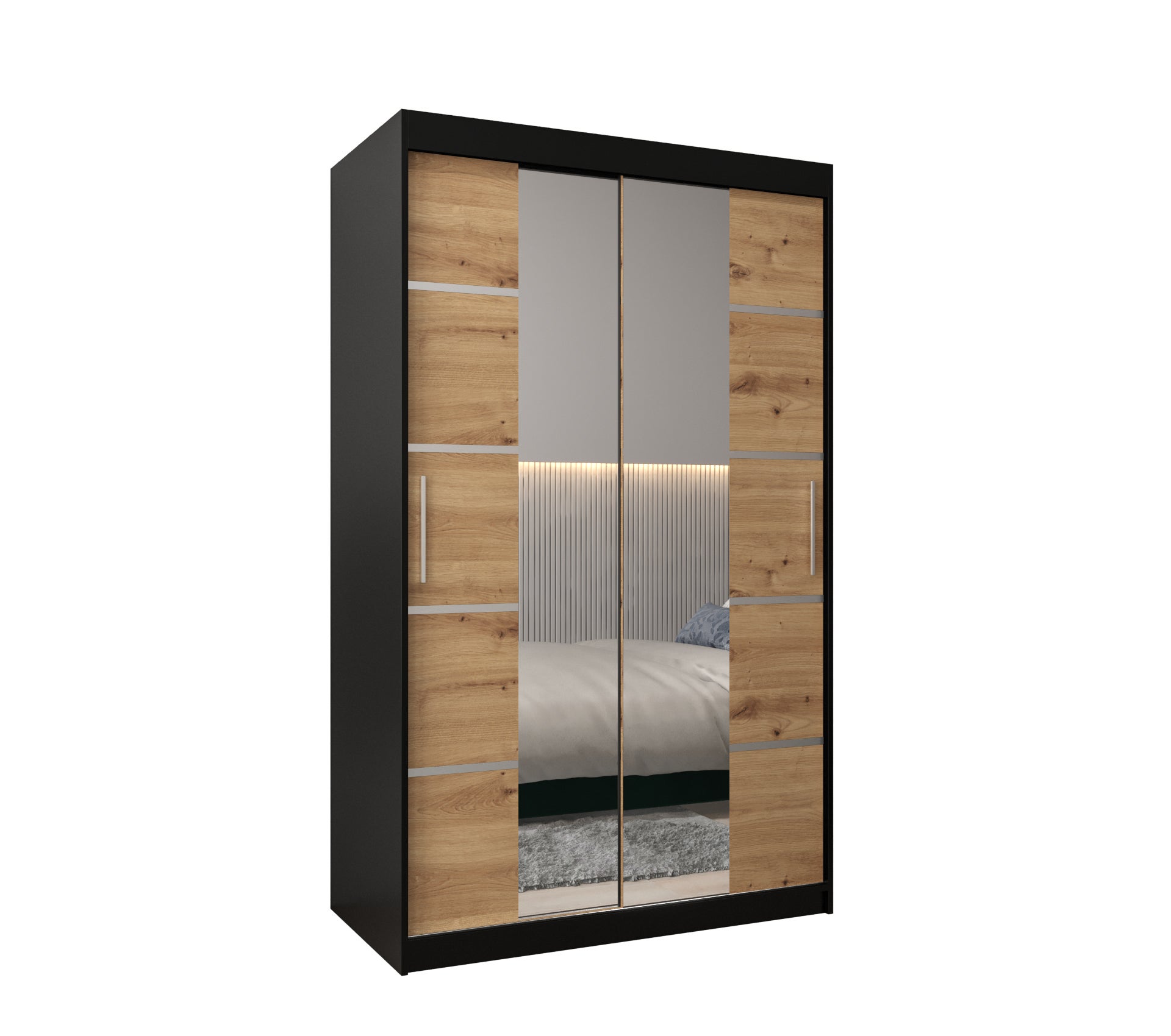 Szafa przesuwna garderoba Verona 4 120 x 62 x 200 cm Czarny + Artisan - Abiks Meble