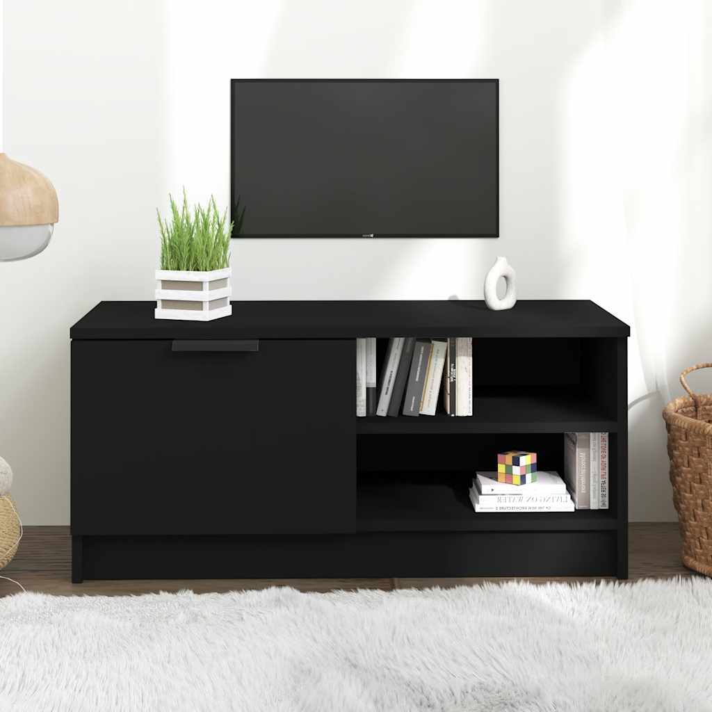Szafka pod TV, czarna, 80x35x36,5 cm, materiał drewnopochodny vidaXL