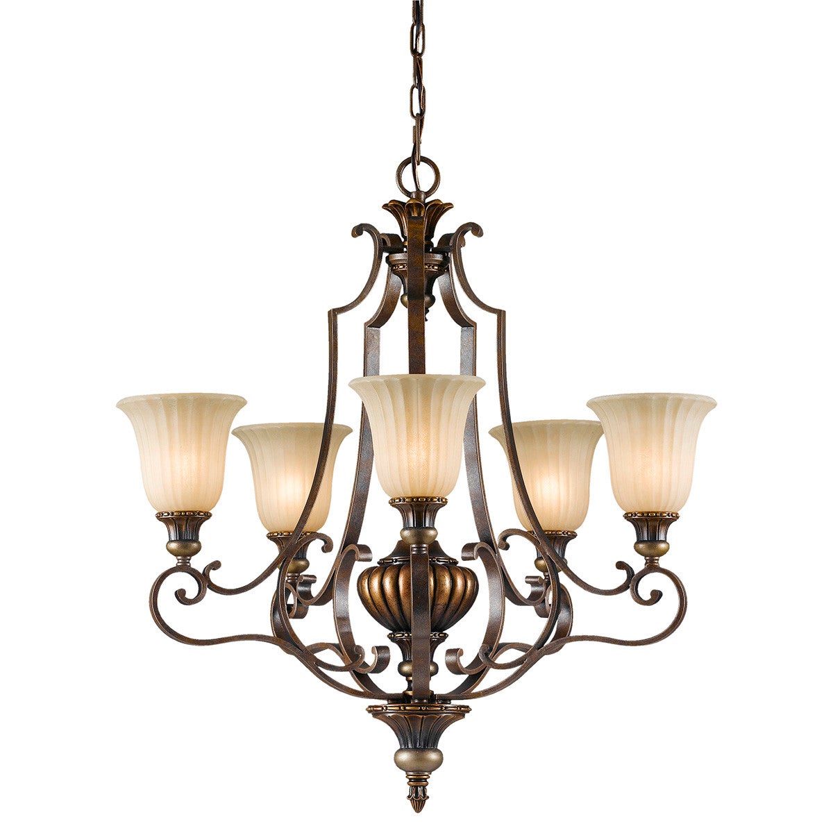 Żyrandol florenckie złoto Kelham Hall 5xE27 60W Feiss