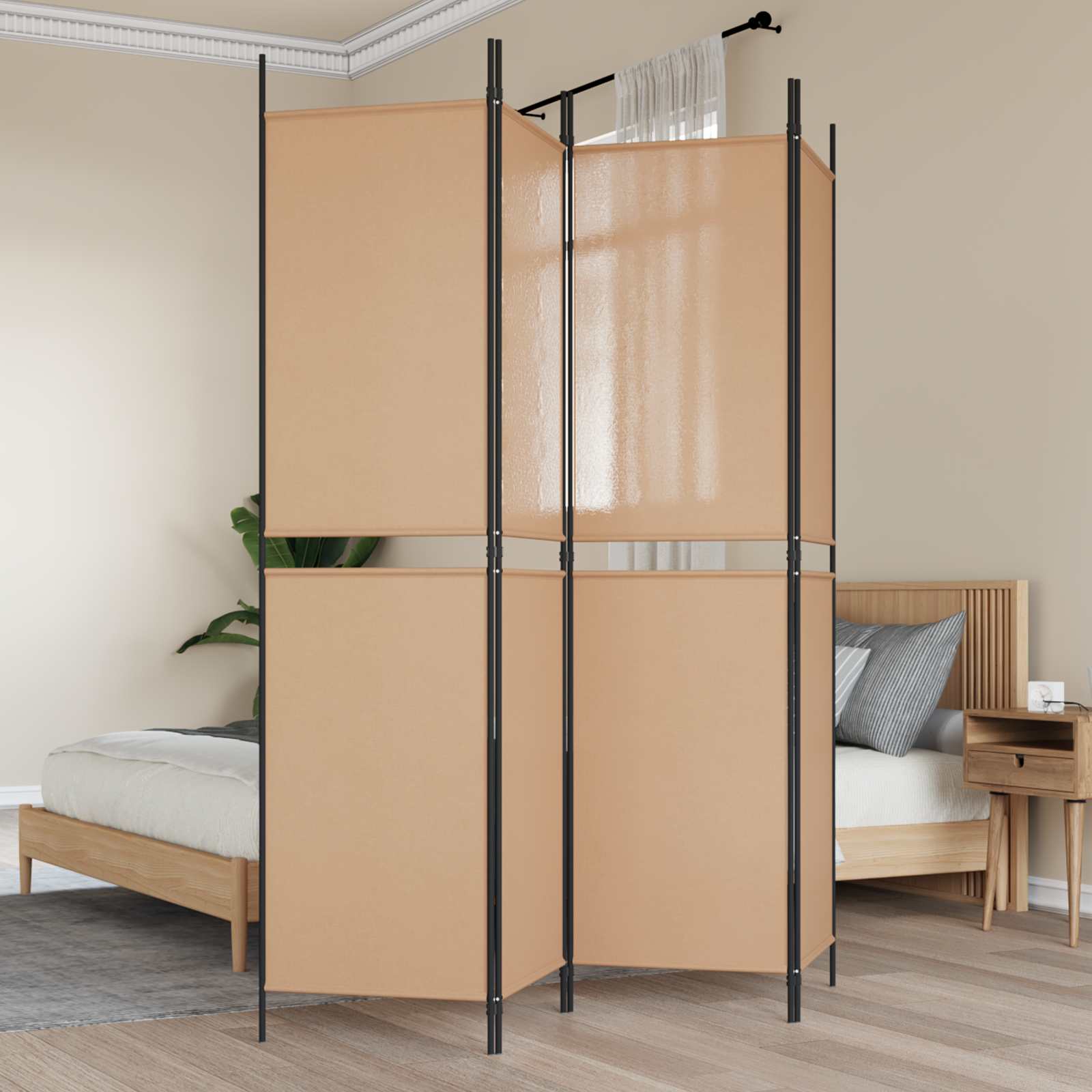 4-panelowy parawan Beżowy 200 x 200 cm tkanina vidaXL