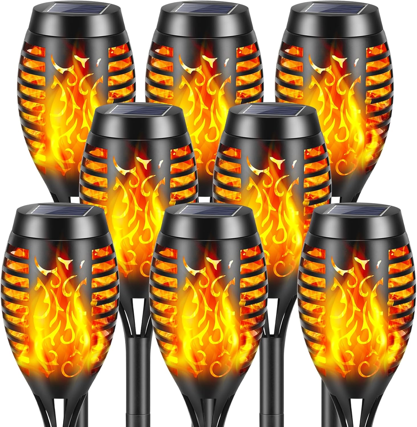Lampa solarna z płomieniem, lampa ogrodowa, wodoodporna lampa solarna, odpowiednia do dekoracji, ogrodu, tarasu, 8 świateł