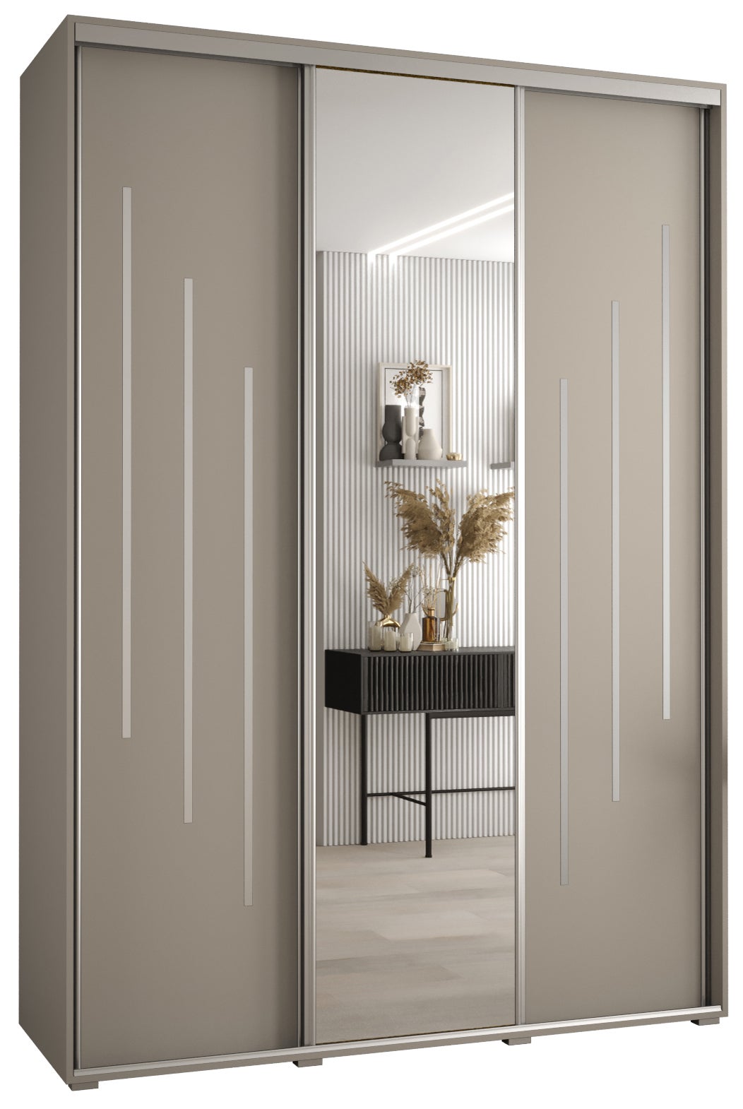 Szafa przesuwna z lustrem wysoka Dakota 9 180 x 45 x 235,2 cm kaszmir + u. Srebrny - Abiks Meble