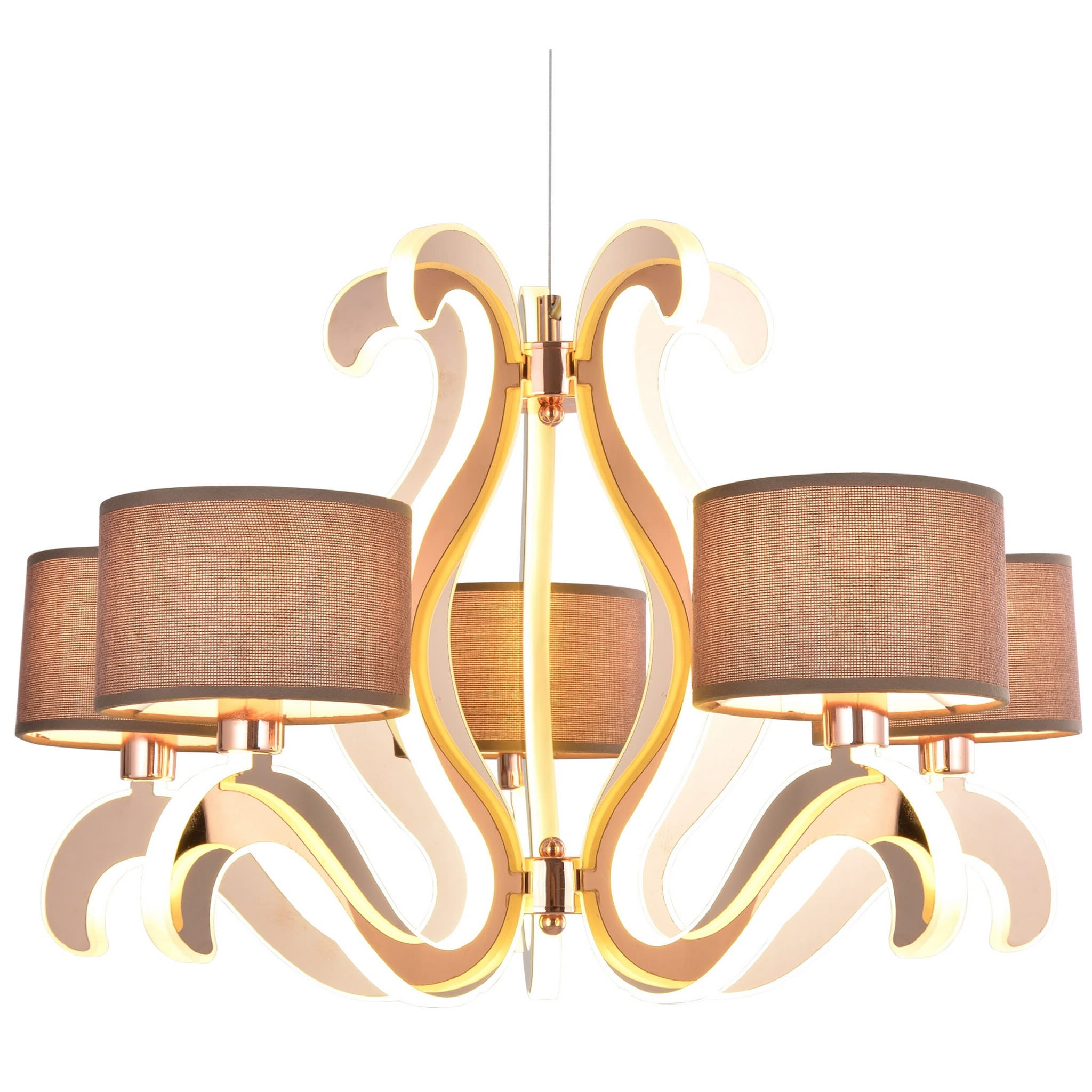 Lampa wisząca Ambrosia miedziano-brązowa-biała 5xE14x40W wym: 180 x 60 x 60 cm metal Candellux
