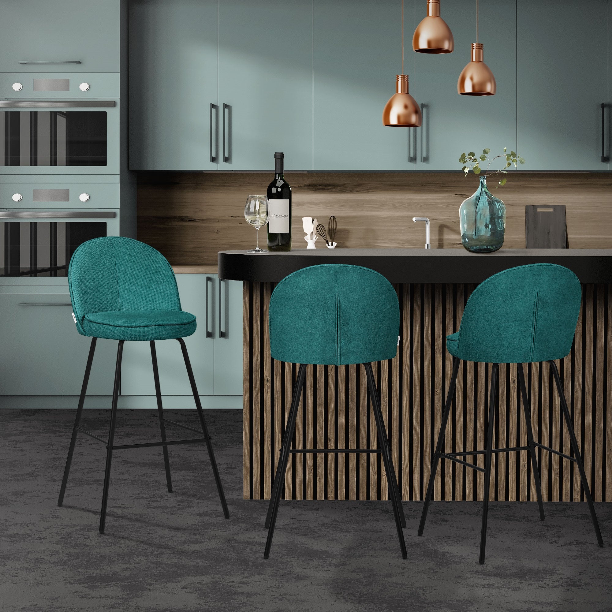 ML-Design zestaw 4 hokerów barowych benzyna 75 cm tapicerowanych wygodne ergonomiczne krzes��a z oparciem i podnóżkiem metalowa konstrukcja