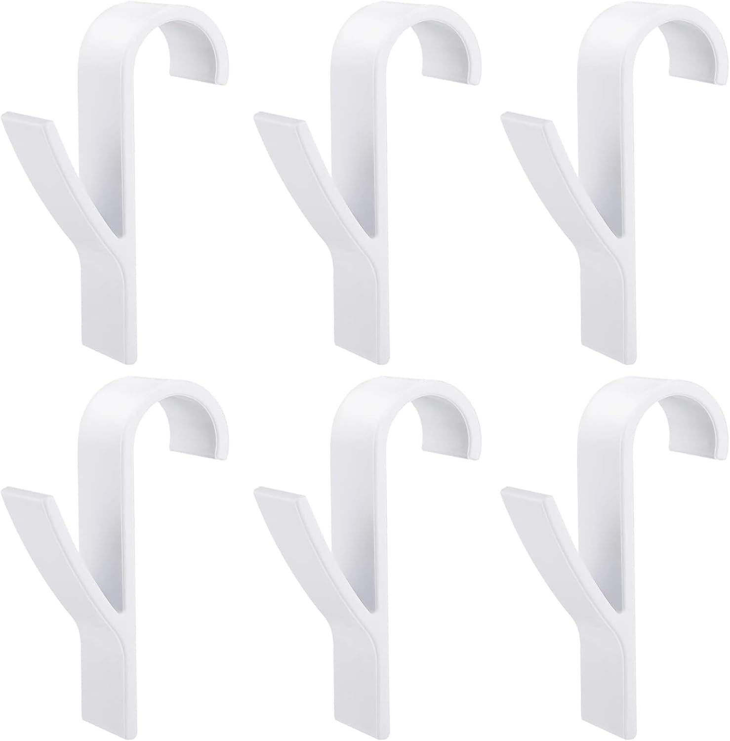 6 uniwersalnych klipsów/haczyków na ręczniki, kompatybilnych z aluminiowymi panelami drzwiowymi Space – plastik, kolor biały