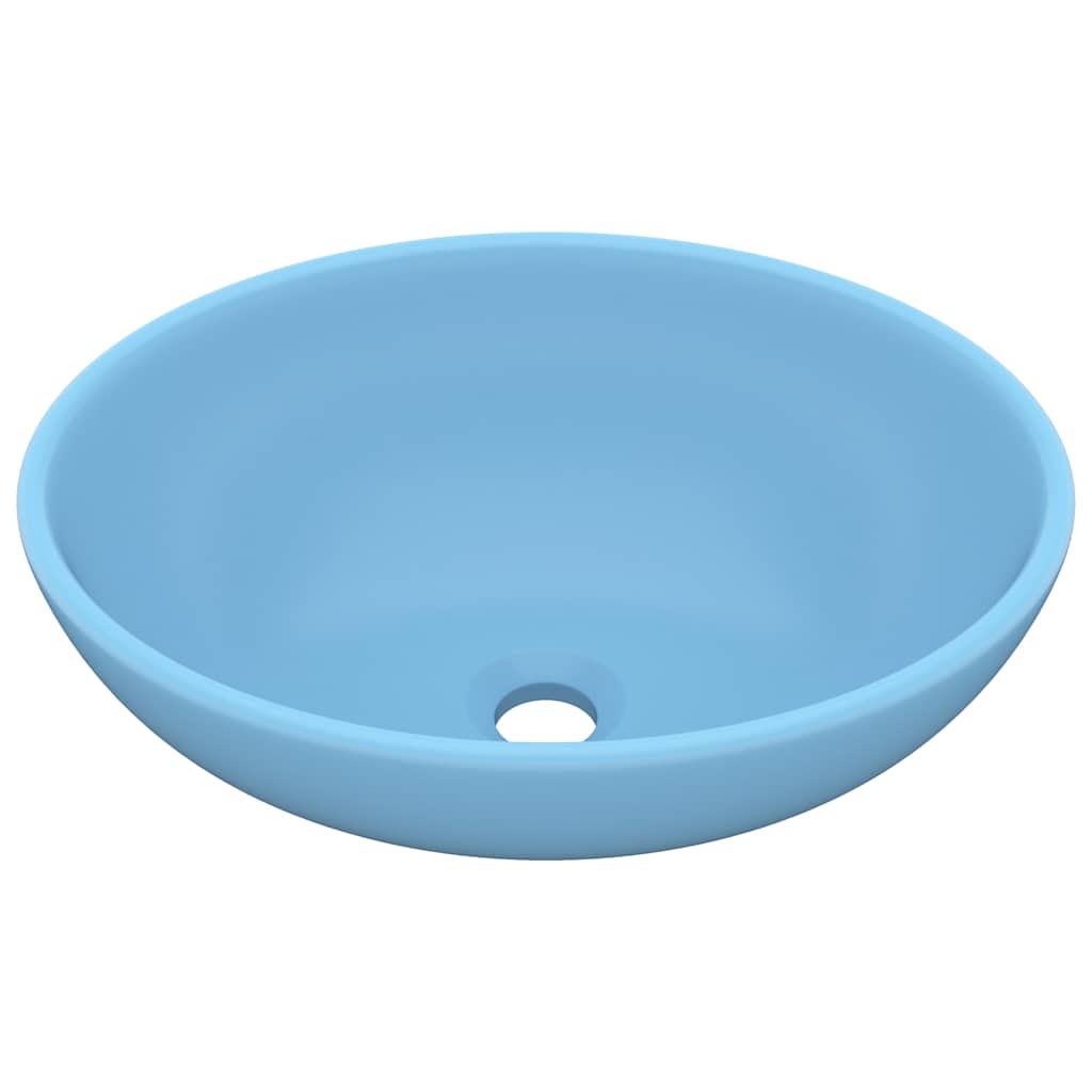 Umywalka Nablatowa Ceramiczna Owalna Niebieska do Łazienki 40 cm