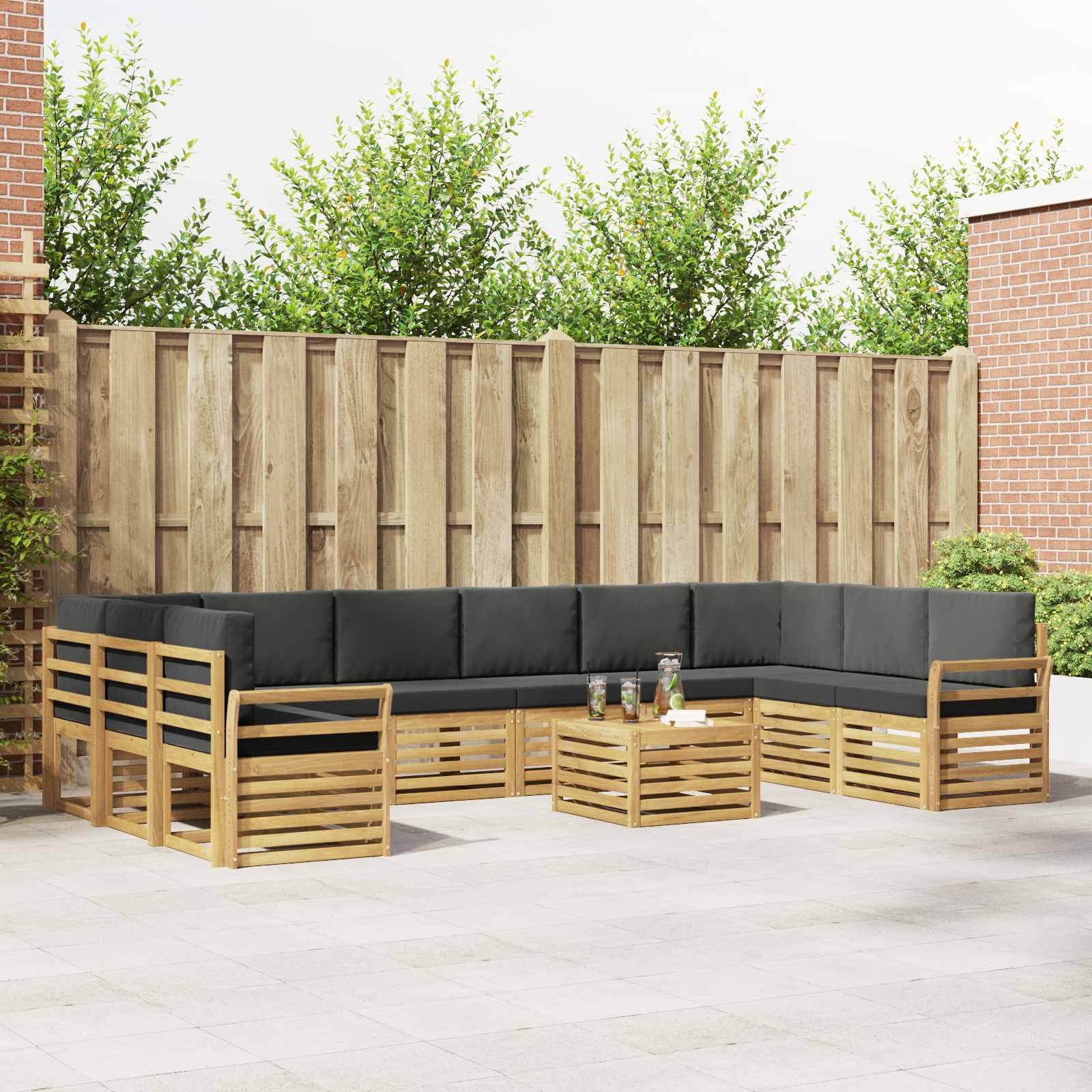 Zestaw sof na zewnątrz 11 pcs Biały i antracyt 59 x 59 x 37 cm vidaXL