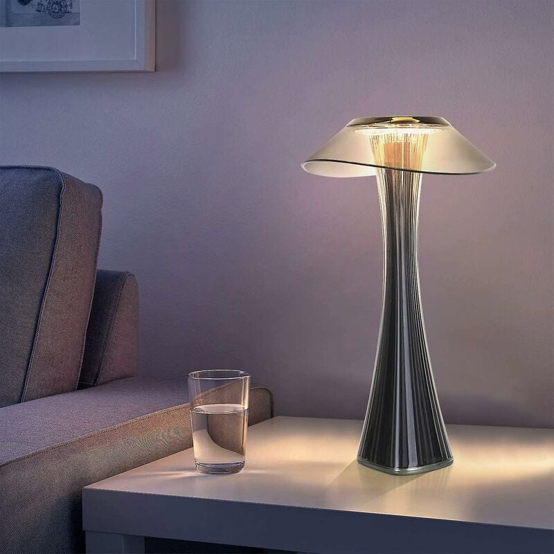 Ładowana lampa biurkowa o designerskim wyglądzie, dotykowa lampka biurkowa LED - Tytanowa lampka nocna USB ze ściemniaczem, 3 W