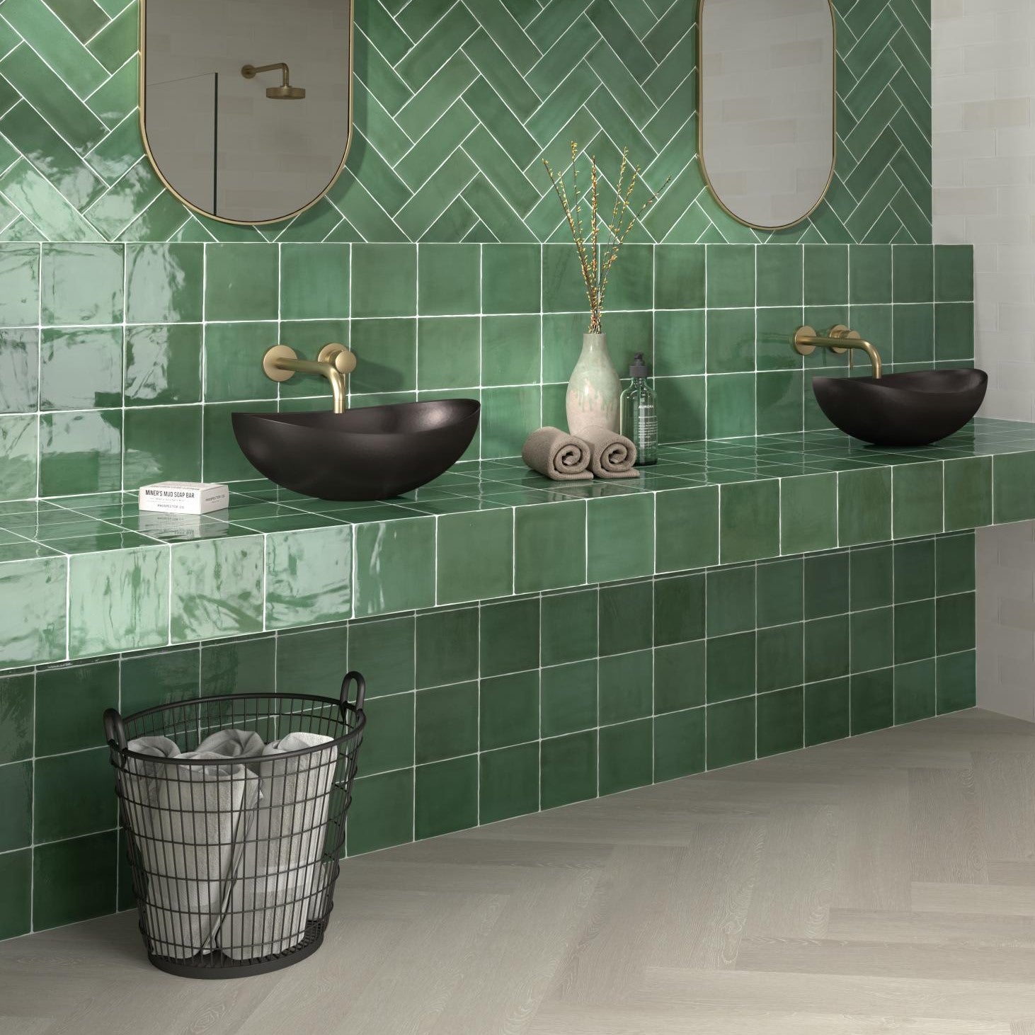 PŁYTKA TABARCA VERDE 15x15 CM EFEKT ZELLIGE ZIELONA BŁYSZCZĄCA PŁYTKA CERAMICZNA PREMIUM