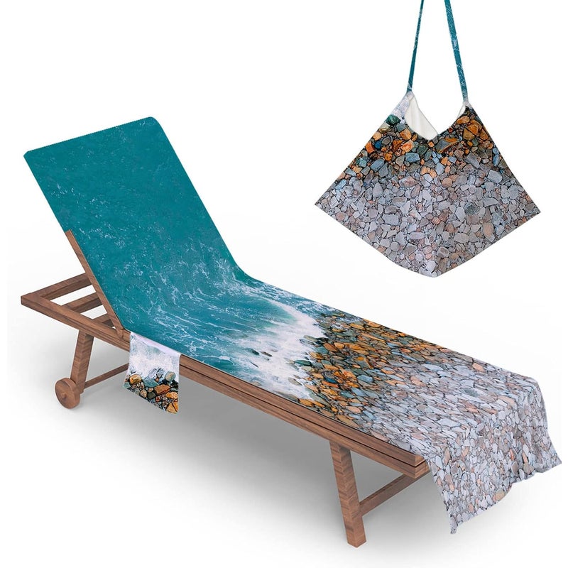 75x210 cm, pokrowiec na leżak plażowy Tide 3D, pokrowiec na ręcznik na leżak z kieszenią, pokrowiec na ręcznik z mikrofibry na leżak
