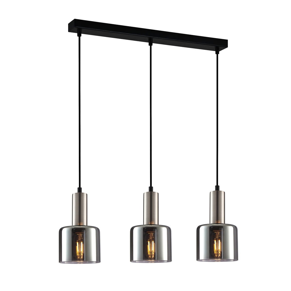Lampa wisząca Santia srebrno-czarna 3xE27x40W nowoczesna wym: 94,5 x 60 x 12 cm szkło Italux