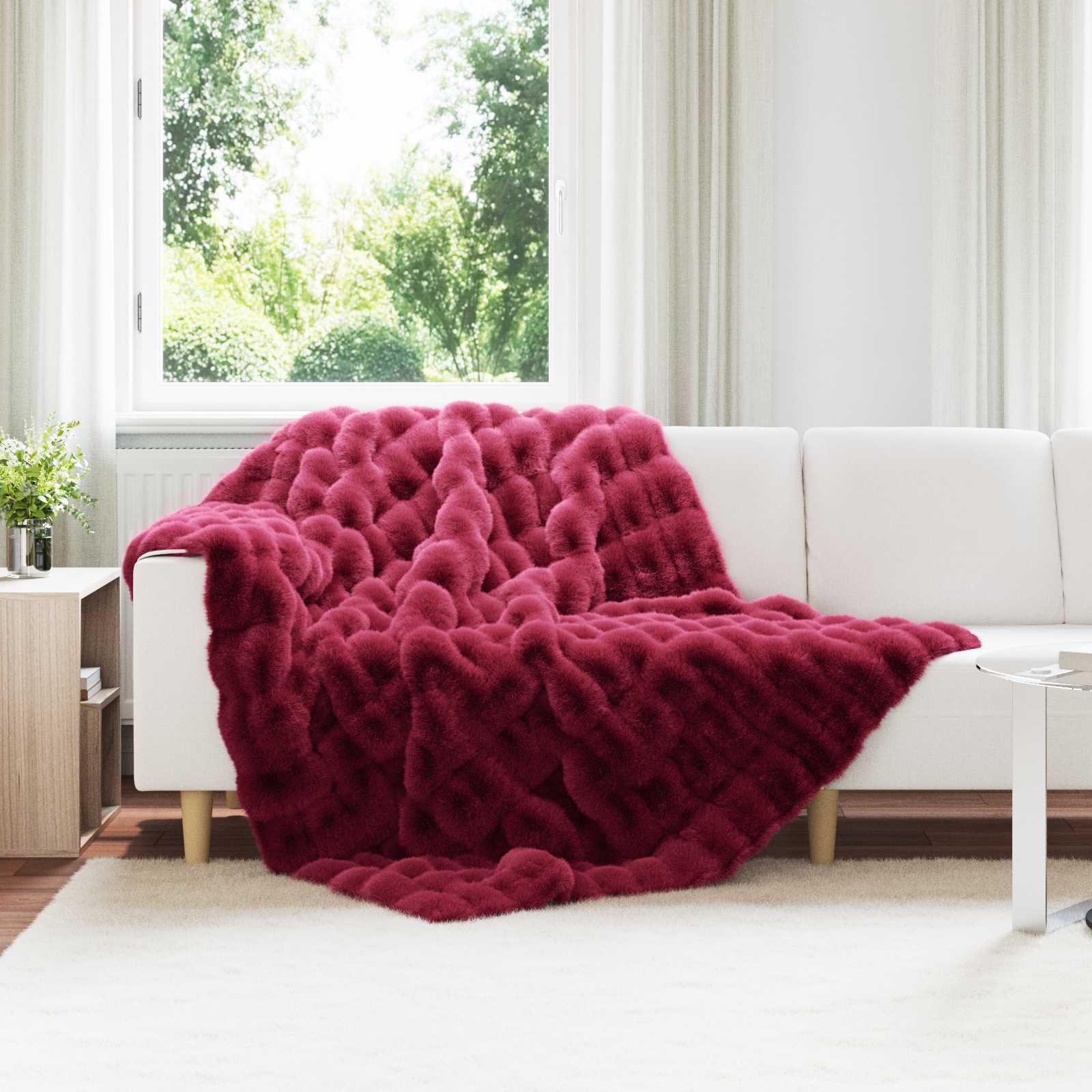 Koc antypoślizgowy z sztucznego futra królika Olite 4 pcs vidaXL