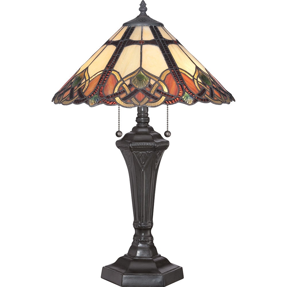 Lampe Cambridge, bronze vintage et verre Tiffany