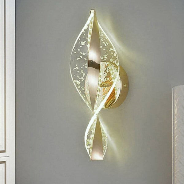 Lampa Ścienna LED - Białe Światło 6000K, Nowoczesny Spiralny Design, Lampa Dekoracyjna Akrylowa, 30cm, do Sypialni - 1 sztuka