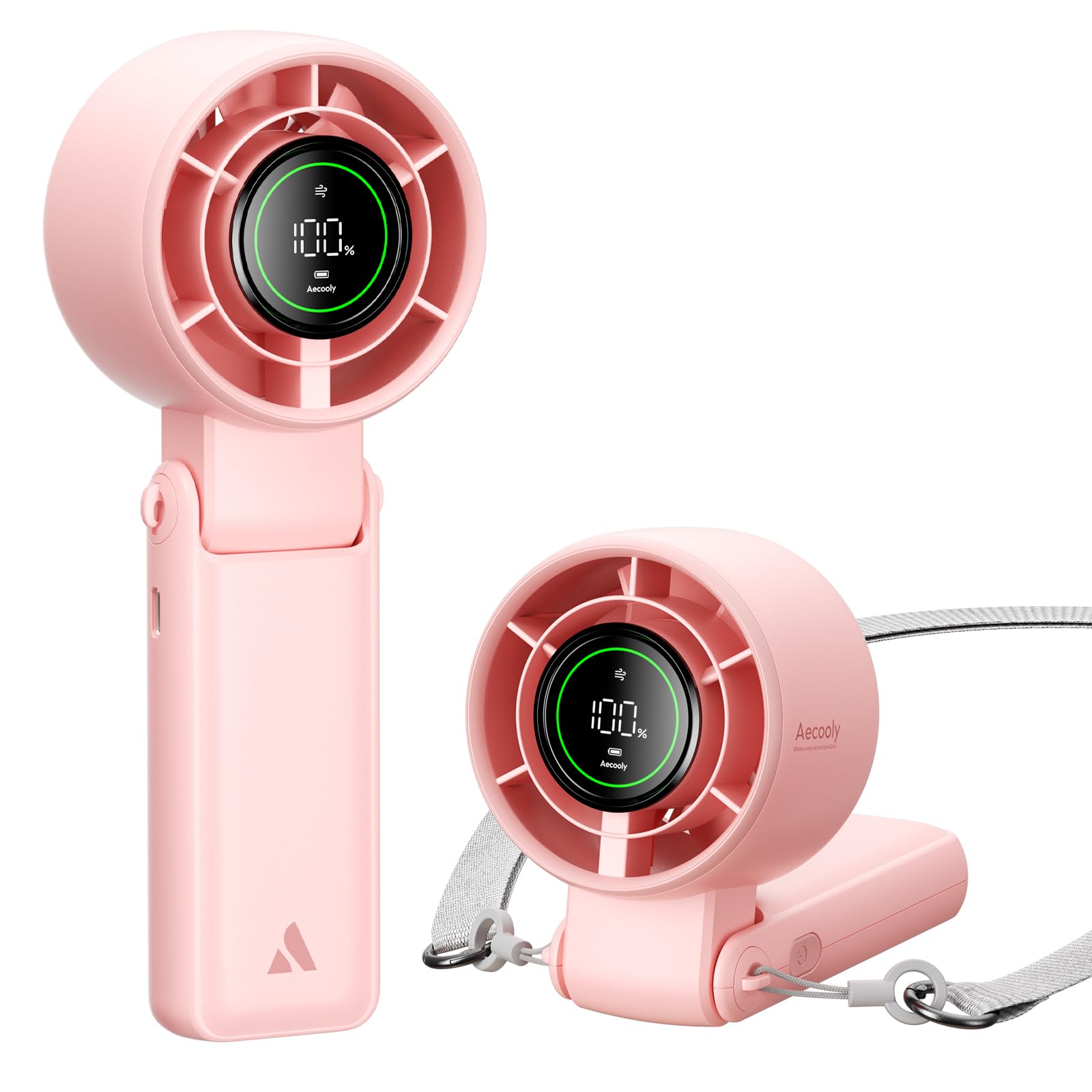 Mini wentylator turbo składany 3 w 1 3600mAh 12h autonomii 5 prędkości przenośny różowy