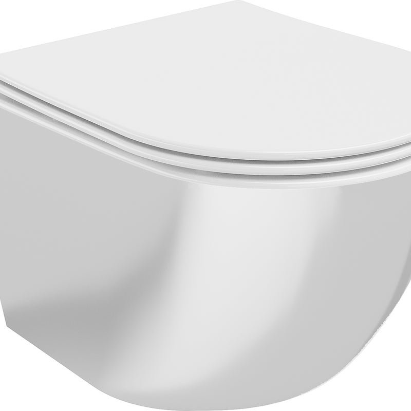Mexen Lena miska wc Rimless z deską wolnoopadającą slim, duroplast, biała/srebrna - 30224004