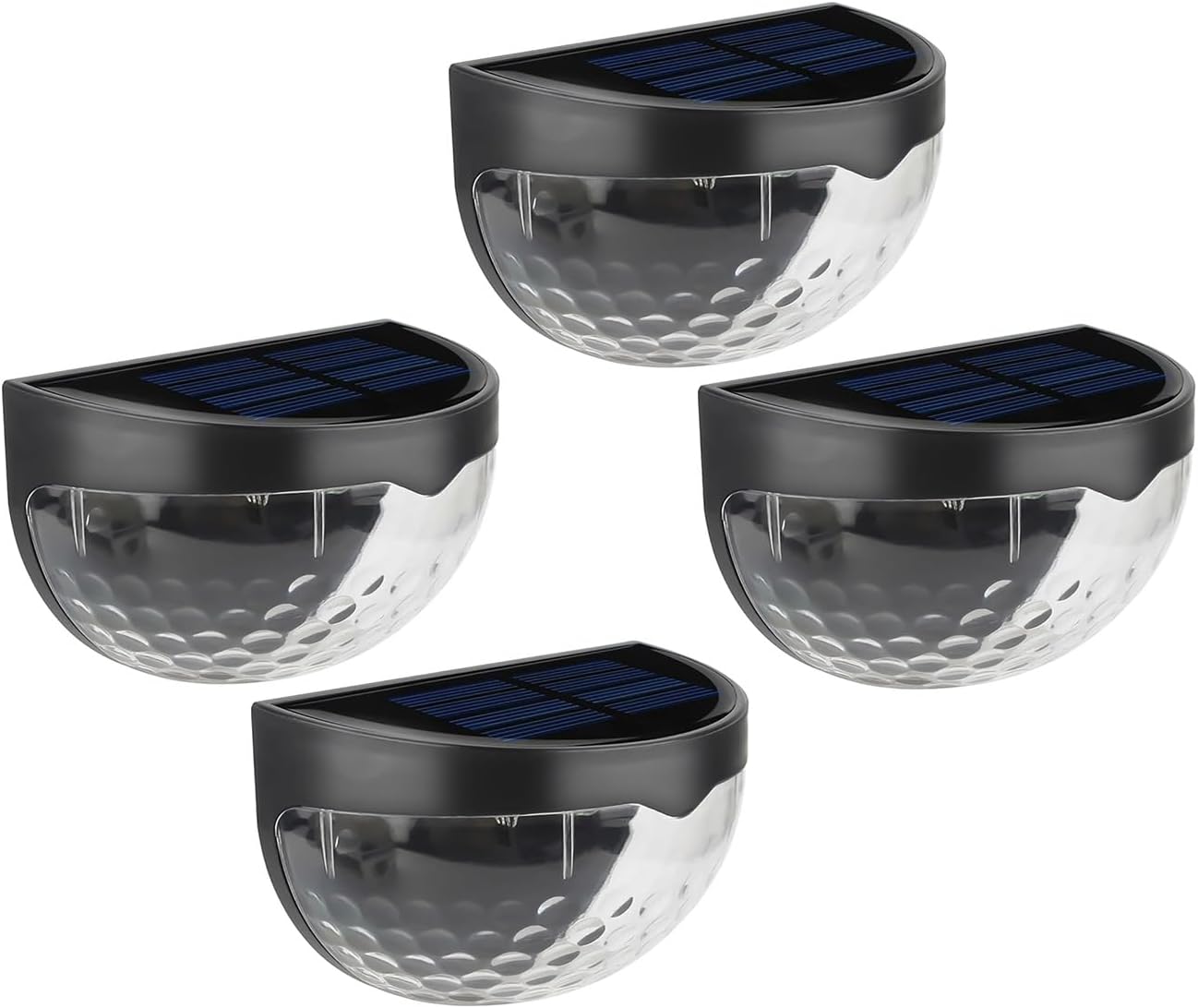 Lampy solarne zewnętrzne z ciepłym oświetleniem LED, odpowiednie do ogrodzeń, schodów, patio i tarasów (czarne, zestaw 4 szt.)