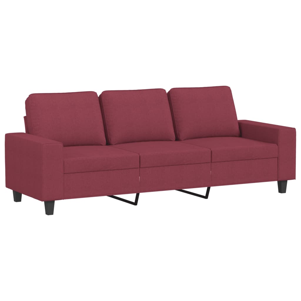 3-osobowa sofa z podnóżkiem winna czerwień 180 cm, tkaniną