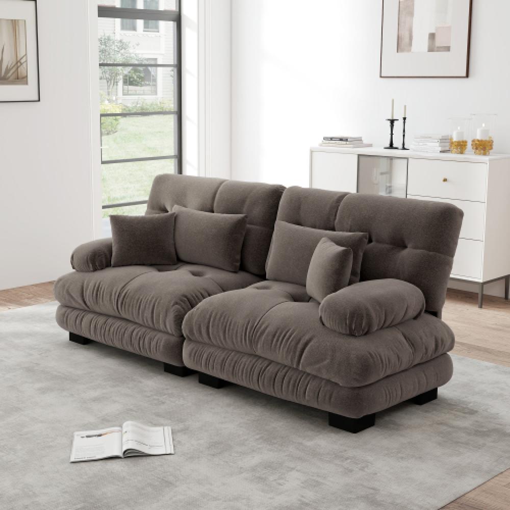 Narożna sofa Cloud do salonu, podwójna sofa z tkaniny szenilowej z 2 poduszkami lędźwiowymi i 2 poduszkami dekoracyjnymi, rama z litego drewna