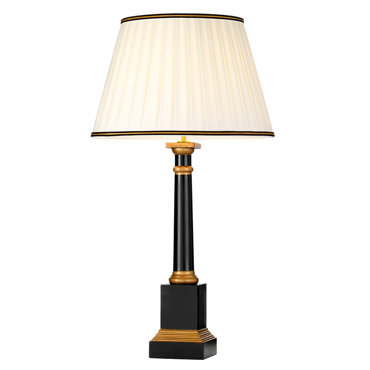 Lampa stołowa Peronne czarno-złoto-biała 1xE27x60W drewno wym:55x13,5x13,5cm IP20 Designer's Lightbox