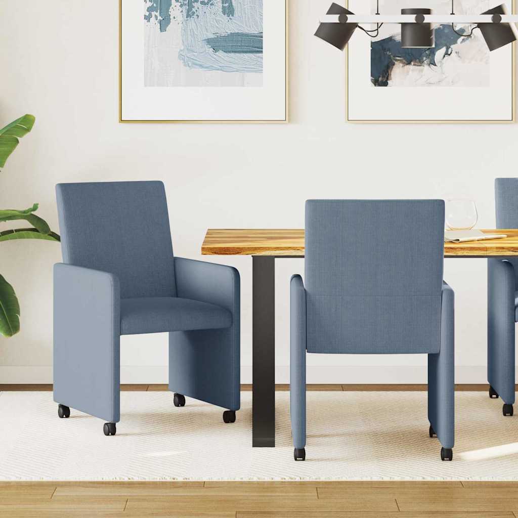 Krzesełka jadalne na kółkach 2 pcs Niebieski 57 x 66 x 94 cm vidaXL