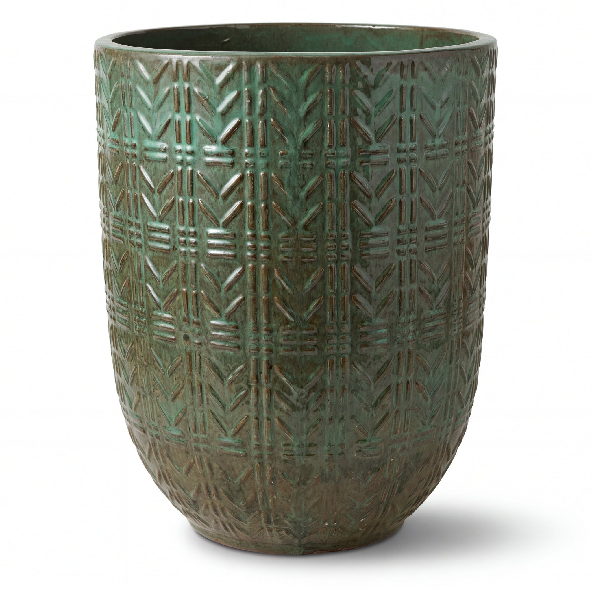 Donica ceramiczna Provencelia MERCURE Oliwkowy, sred.51 x H63 cm, mrozoodporna, rękodzieło, szkliwiona