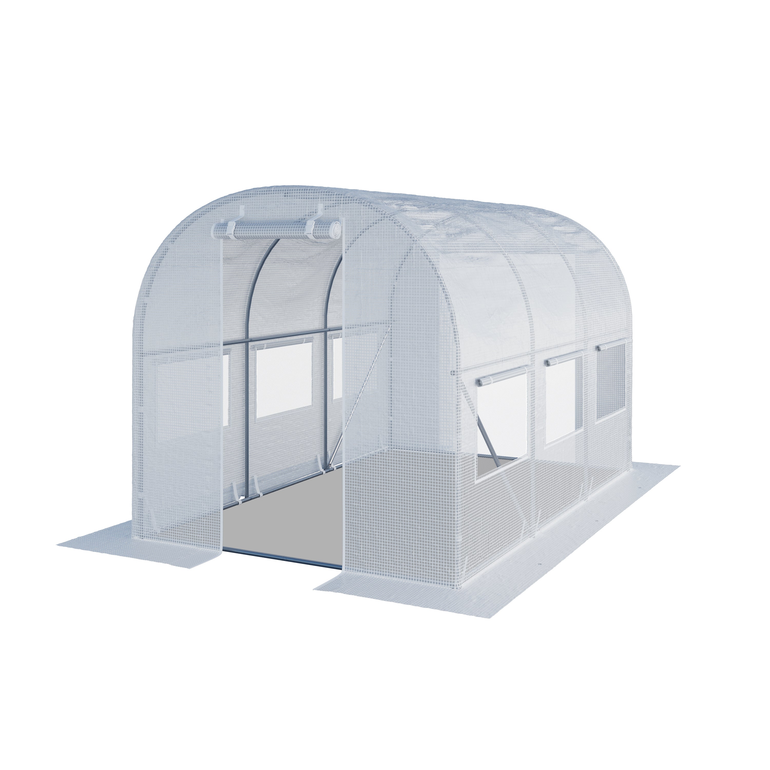 TOOLPORT Tunel foliowy Szklarnia foliowa 2x3m z oknami - Plandeka PE o gramaturze 180g/m² biały przezroczysta