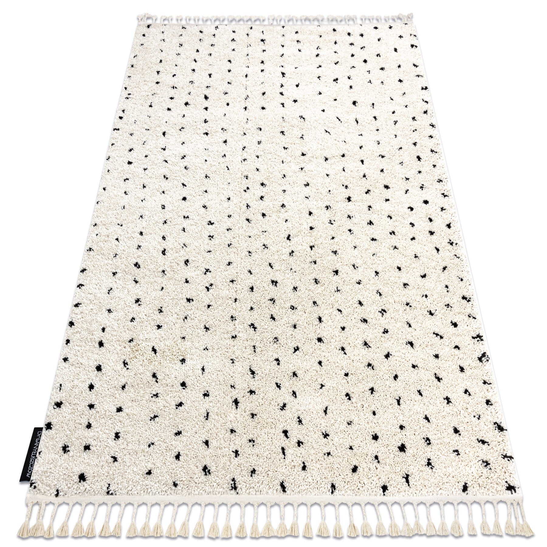 Dywan BERBER SYLA B752 kropki krem Frędzle berberyjski marokański shaggy 240x330 cm