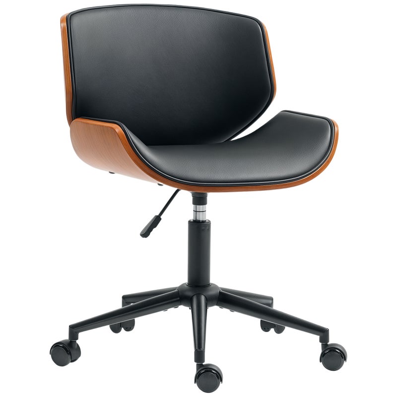 Krzesło biurowe bez podłokietników, ergonomiczne krzesło biurowe, regulowane na wysokość i obrotowe o 360°, 52x54x84 cm, czarne