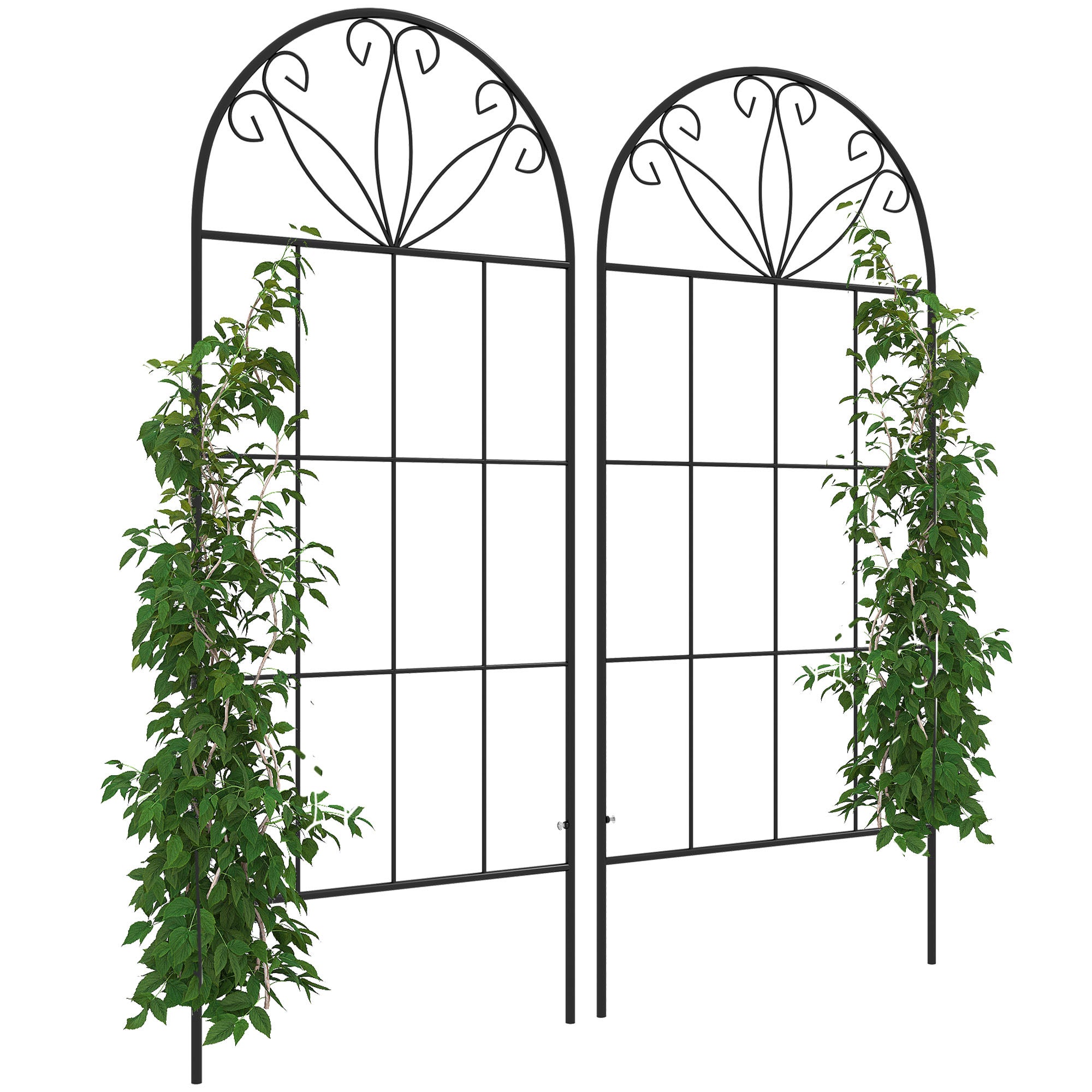 Kratka ogrodowa, zestaw 2 metalowych podpór do roślin pnących - 51 x 120 cm, czarna