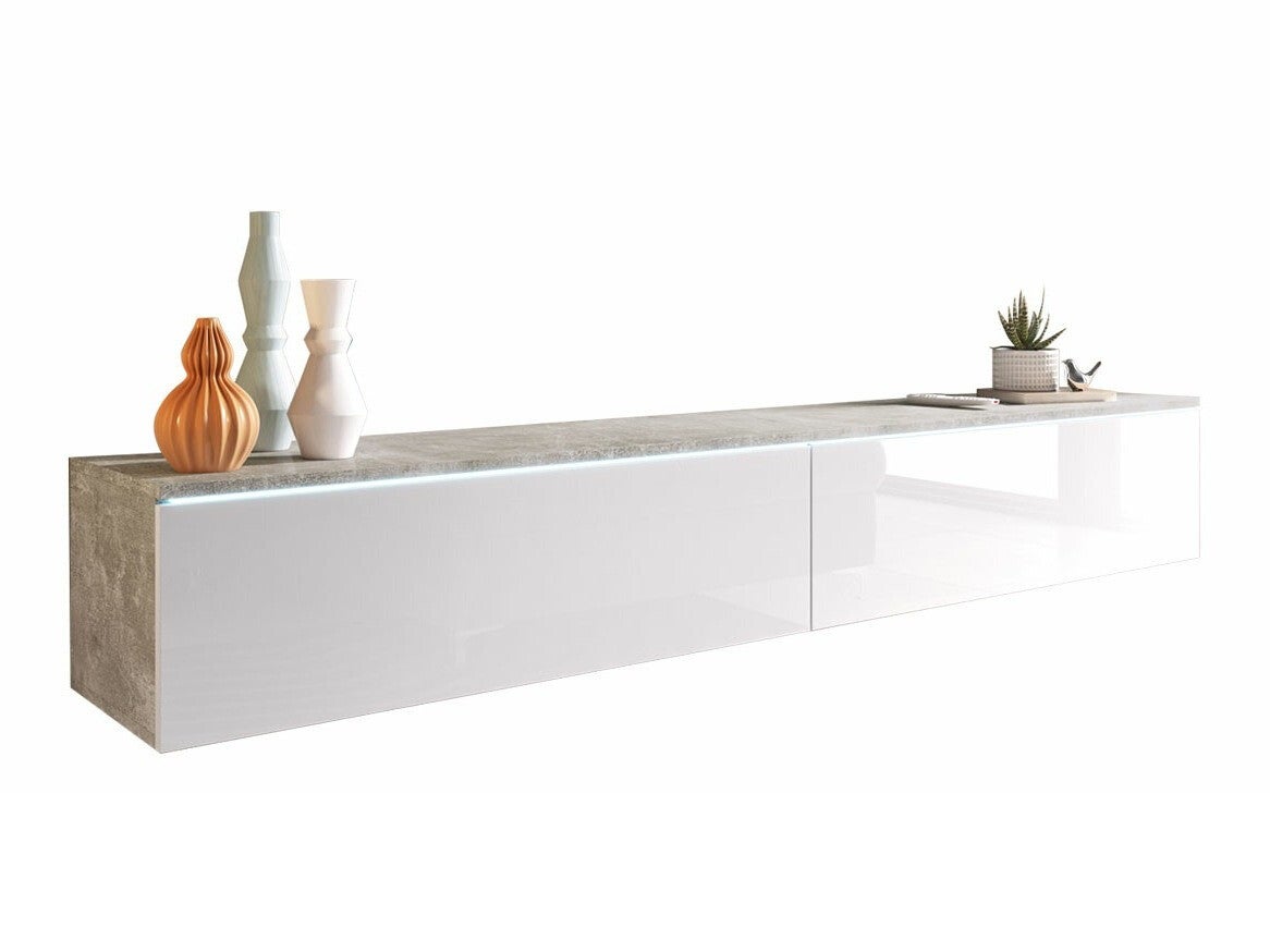 MIRJAN24 Szafka RTV D180 z oświetleniem LED beton/biały połysk