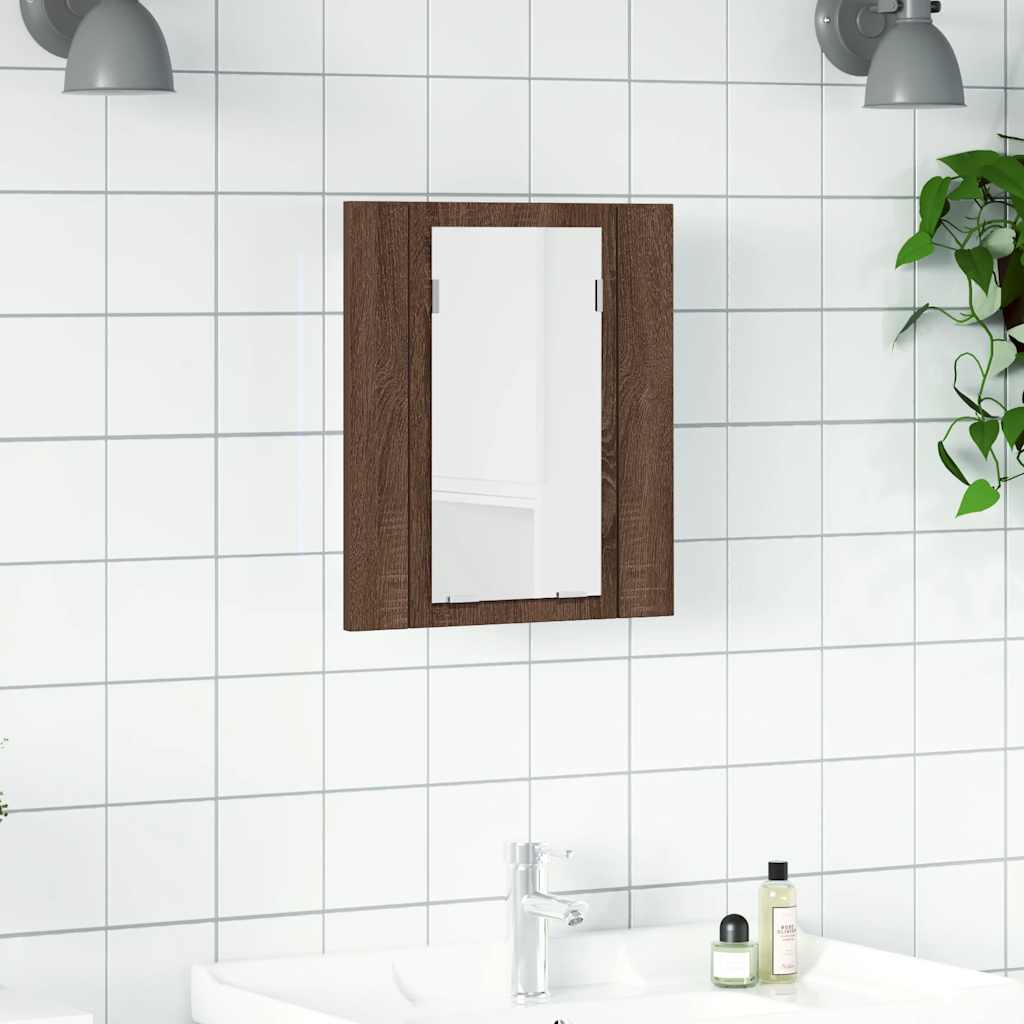 Szafka łazienkowa z lustrem i LED, brązowy dąb, 40x12x45 cm vidaXL