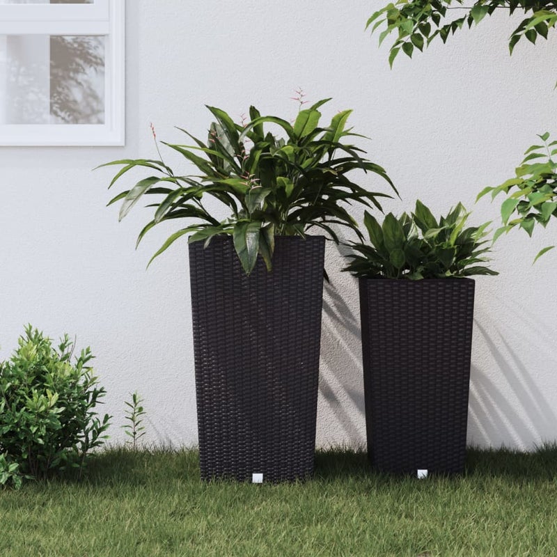 Donica z pojemnikiem wewnętrznym, antracyt, 21/49 L, rattan PP vidaXL