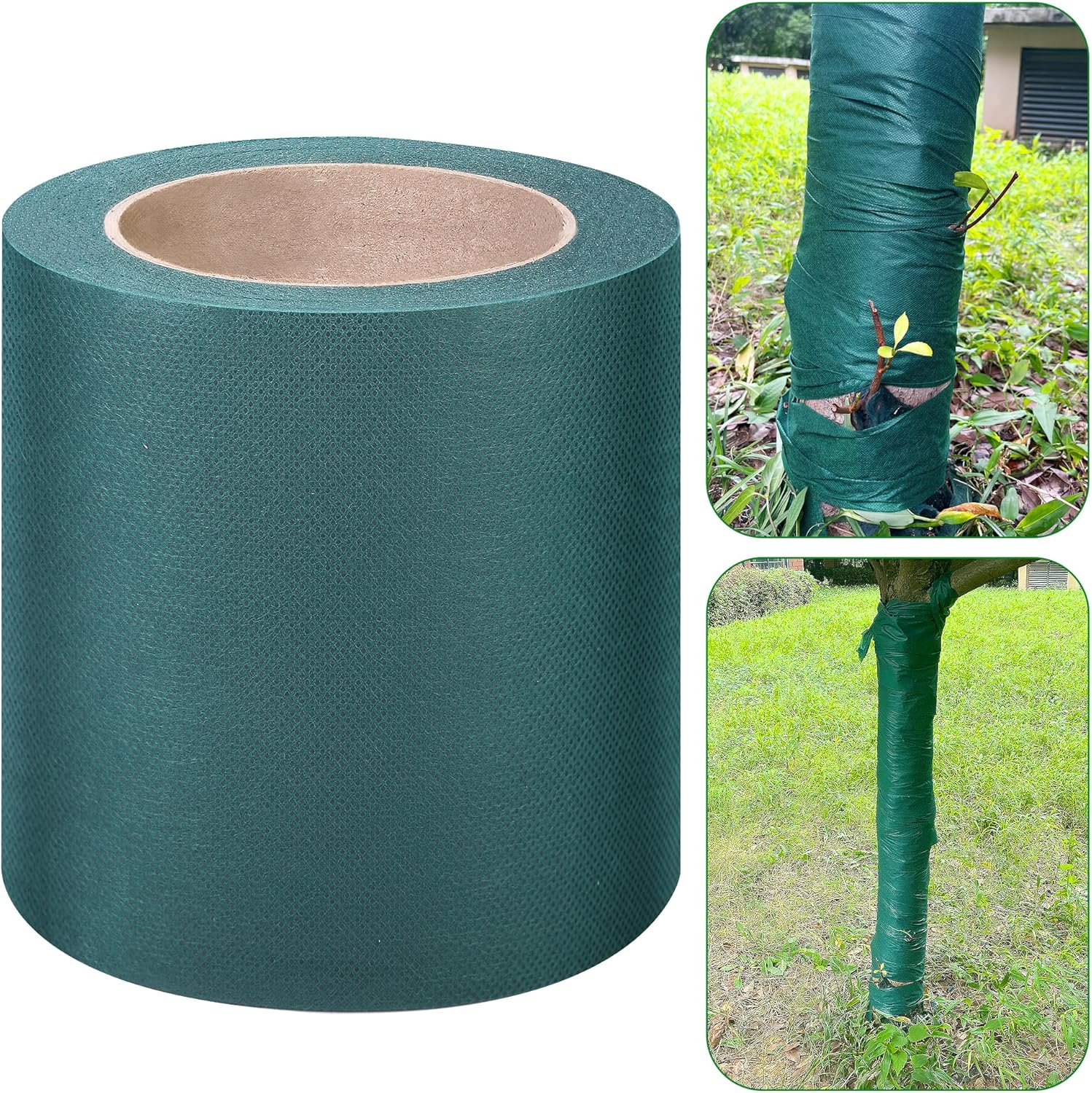 Gruba, jednowarstwowa folia ochronna do drzew – chroni drzewa przed silnym zimnem i zatrzymuje wilgoć – 1 rolka, 20 cm x 15 m, kolor zielony