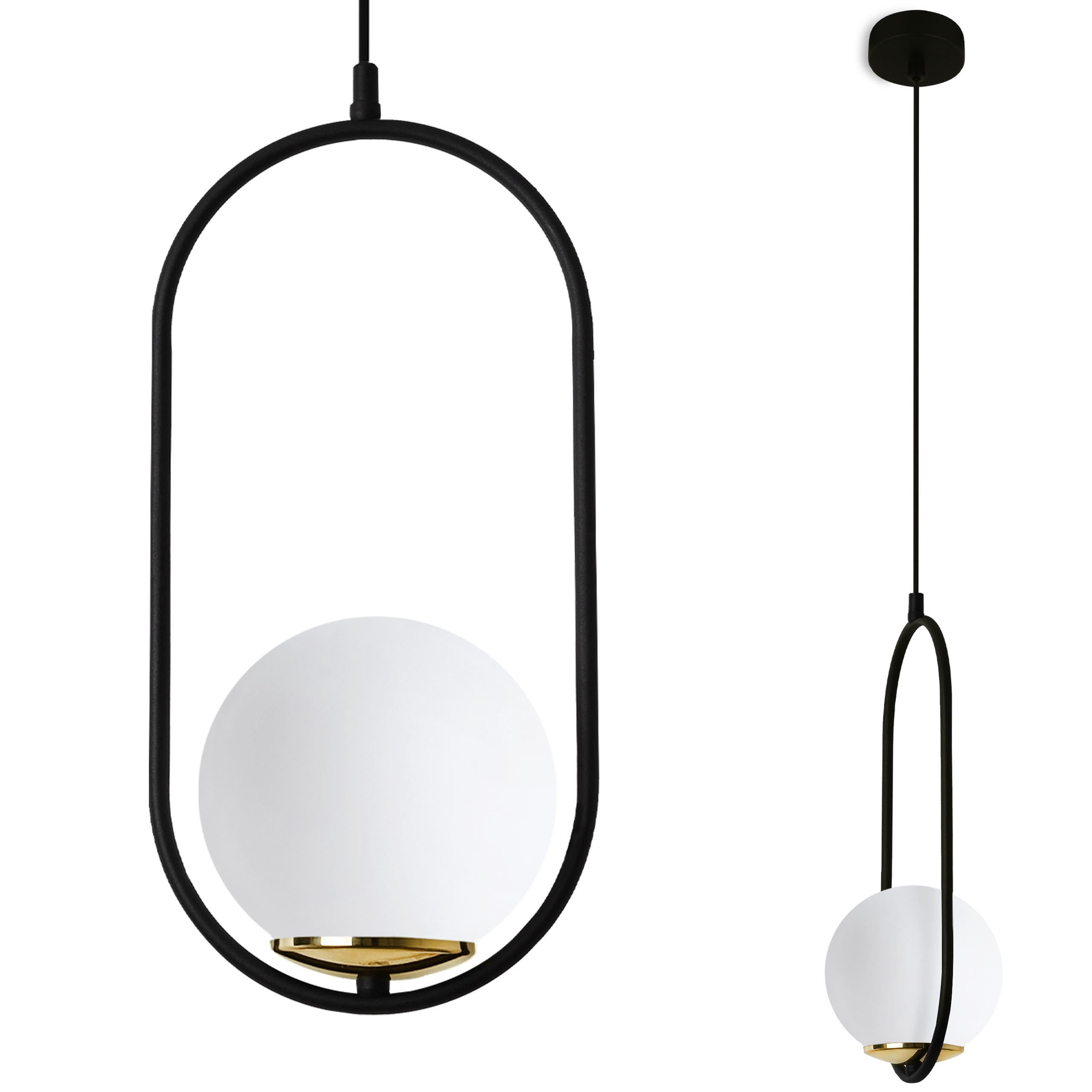 Lampa sufitowa wisząca Light Home LH Luna 1x E14 biały/czarny/złoty