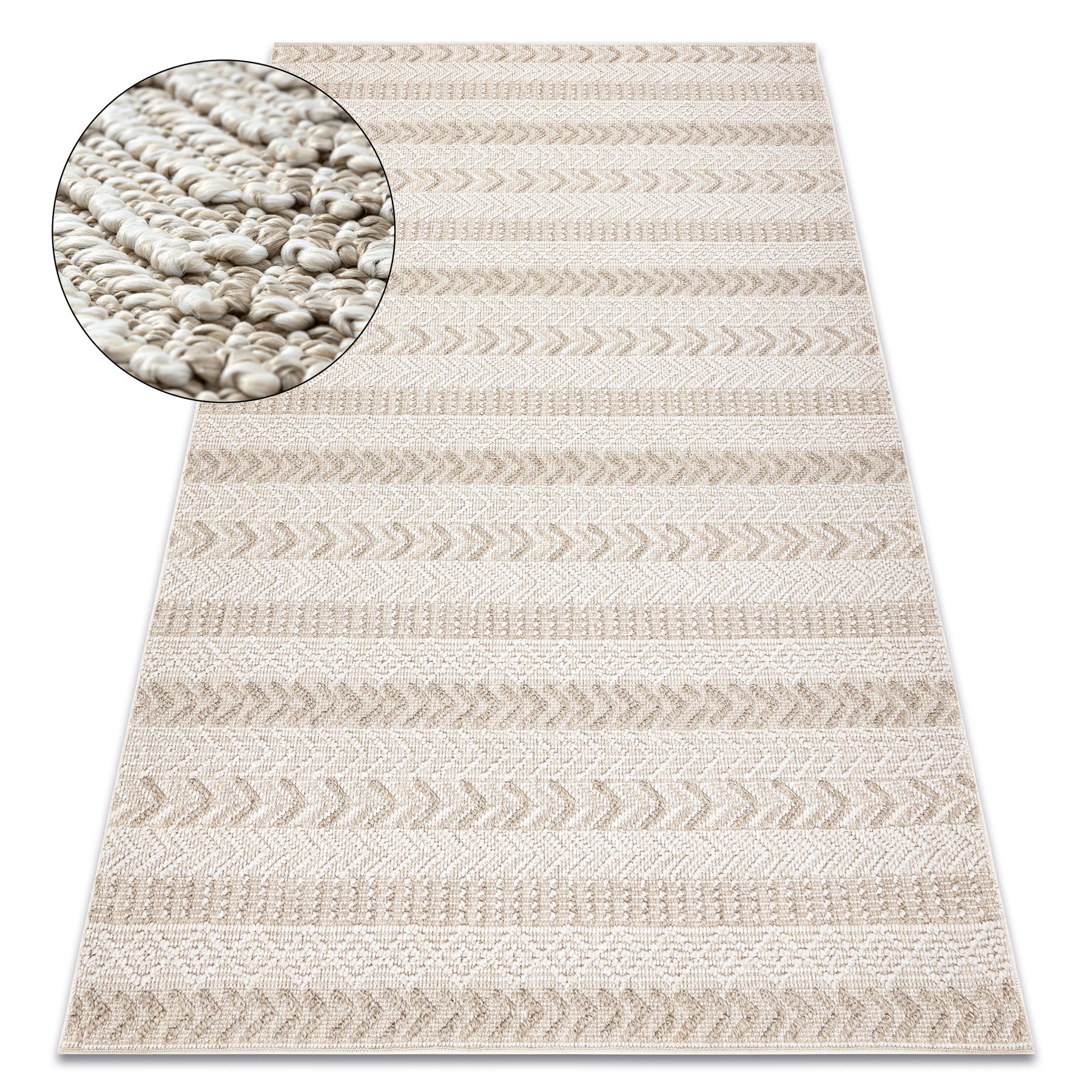 Dywan JERSEY 19243 beż - Jodełka, pętelkowy, strukturalny BOHO 160x220 cm