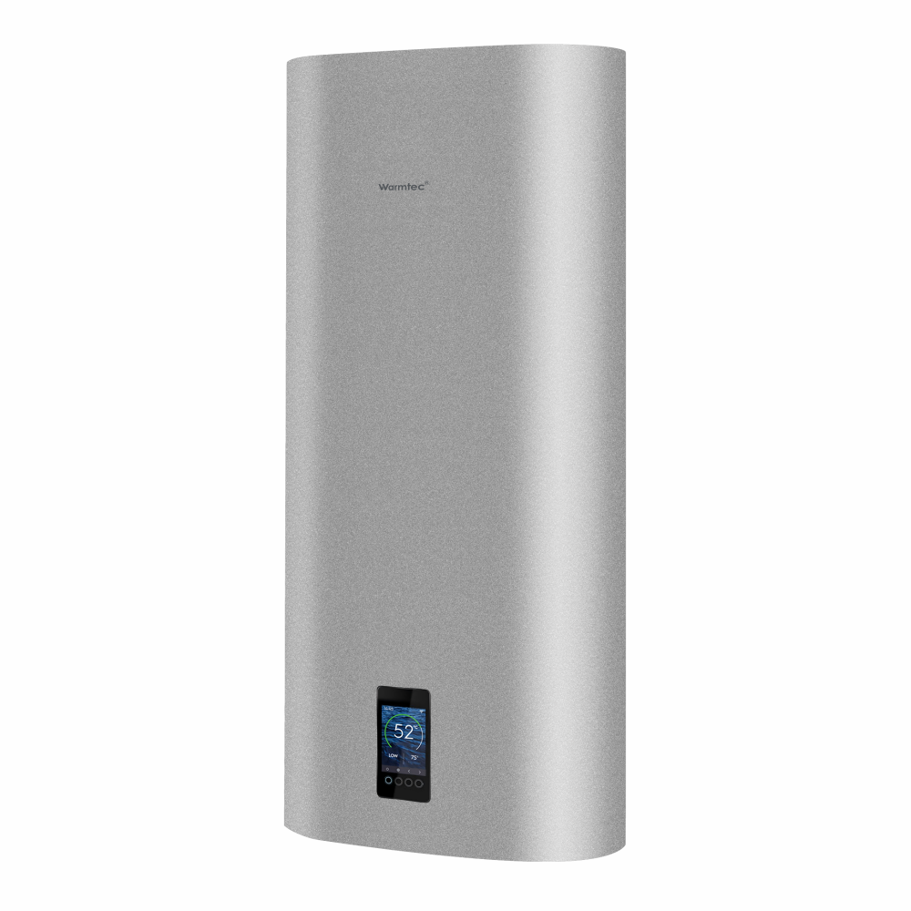 Bojler elektryczny 50l Wi-Fi pionowy/poziomy srebrny pojemnościowy kolorowy wyświetlacz Warmtec BPC50