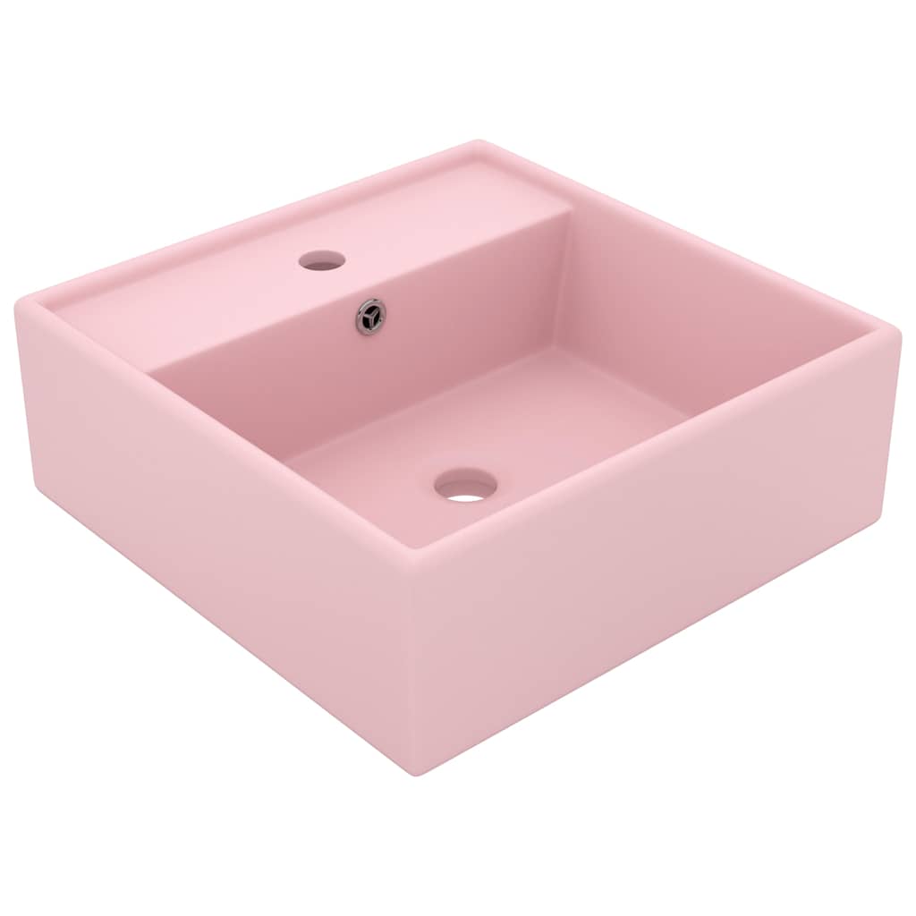 Umywalka Nablatowa Ceramiczna Kwadratowa Różowa do Łazienki