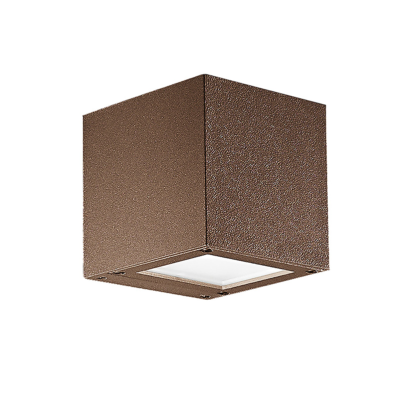 Srebrna lampa ścienna LED 4,5 W, kwadratowa, podwójna emisja, IP65, 3000 K, brązowa – zewnętrzna lampa ścienna z aluminium