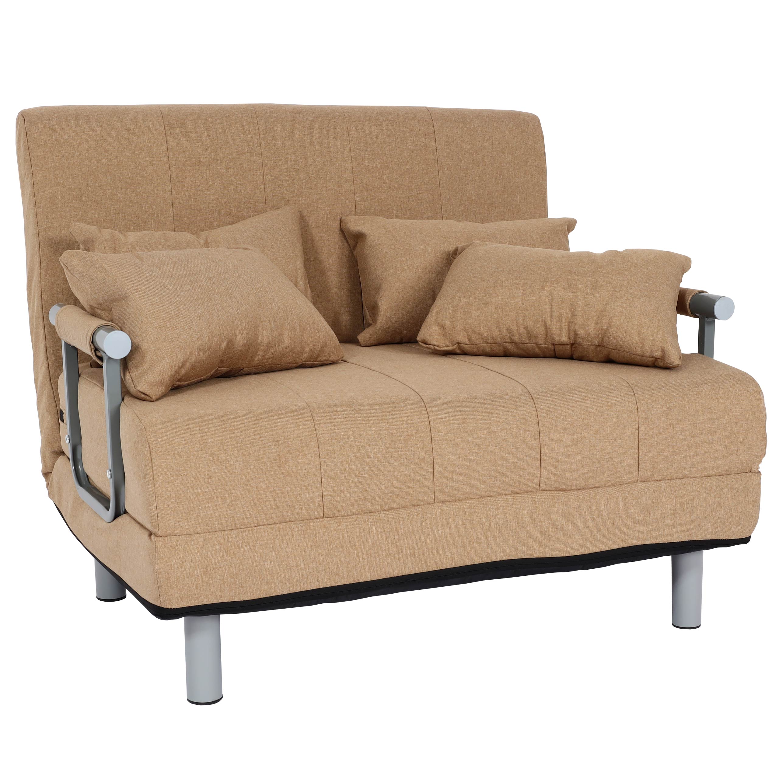 Fotel rozkładany HWC-K29, rozkładany fotel sofa łóżko dla gości rozkładana powierzchnia 186x97cm tkanina (270g/m²) ~ kremowo-beżowy