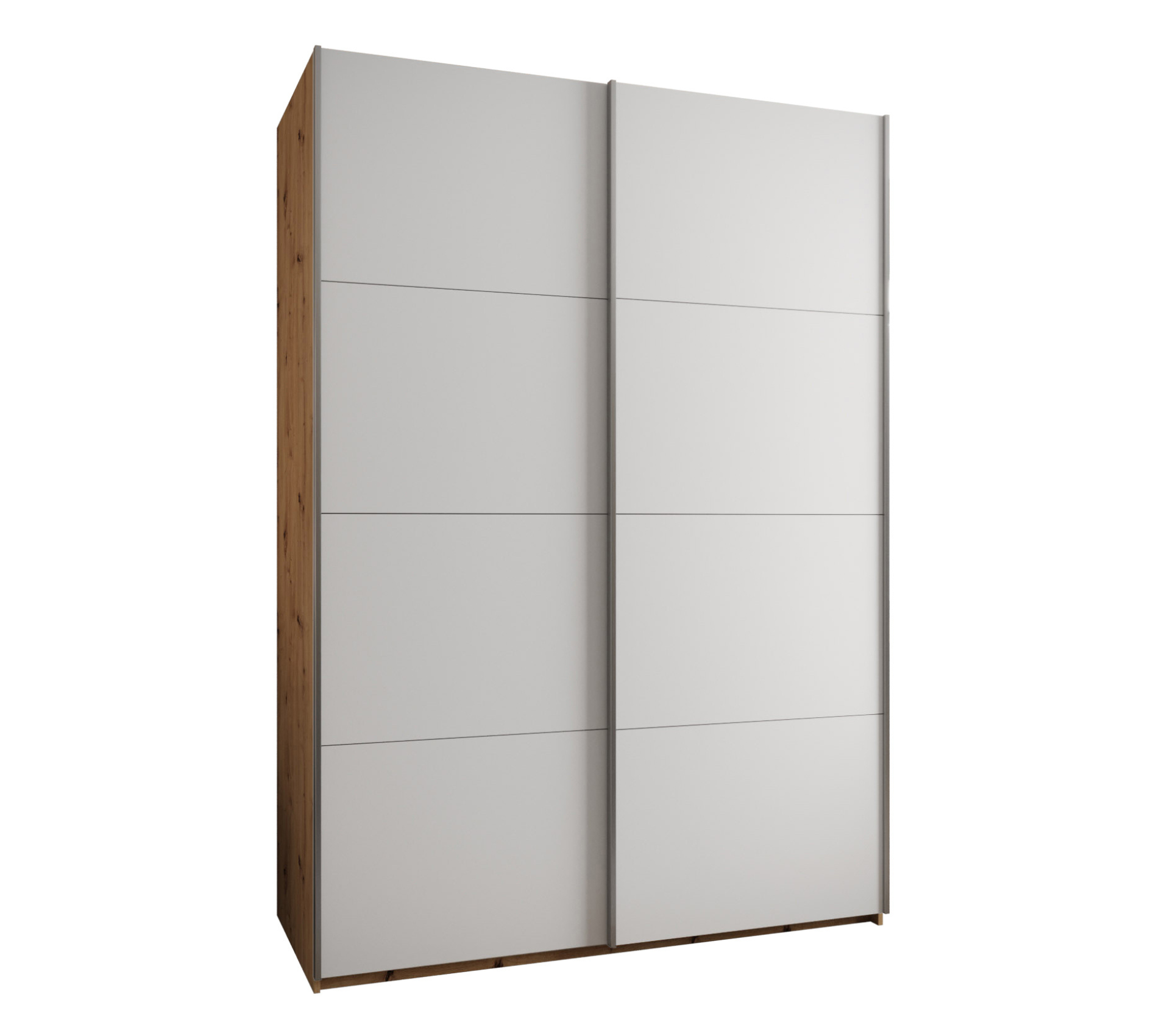 Szafa przesuwna wysoka Lux 1 170 x 64 x 245,5 cm artisan + biały + u. srebrny - Abiks Meble