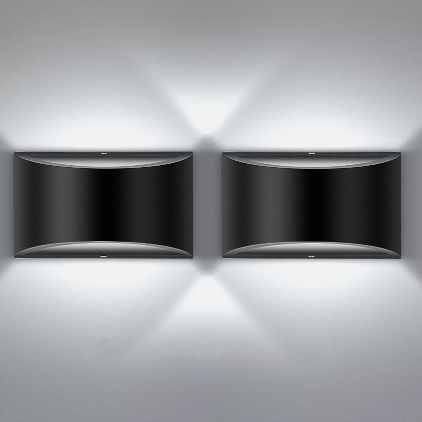 Nowoczesne lampy ścienne LED, zestaw 2 lamp ściennych w chłodnej bieli 6000K, lampa ścienna górna i dolna 7W, lampa ścienna do wnętrz, czarna