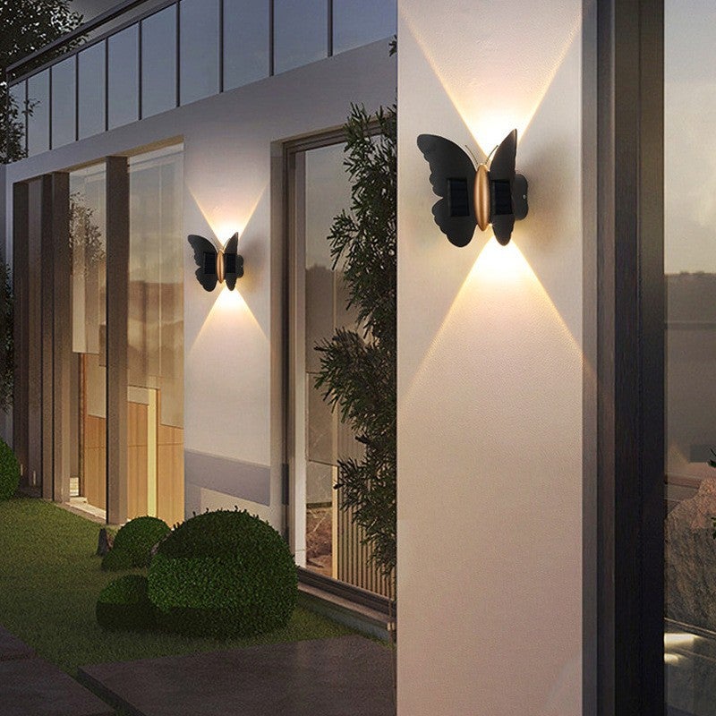 (2 sztuki) Wodoodporna lampa ogrodowa na patio i ścieżkę zasilana energią słoneczną w kształcie motyla (białe światło)