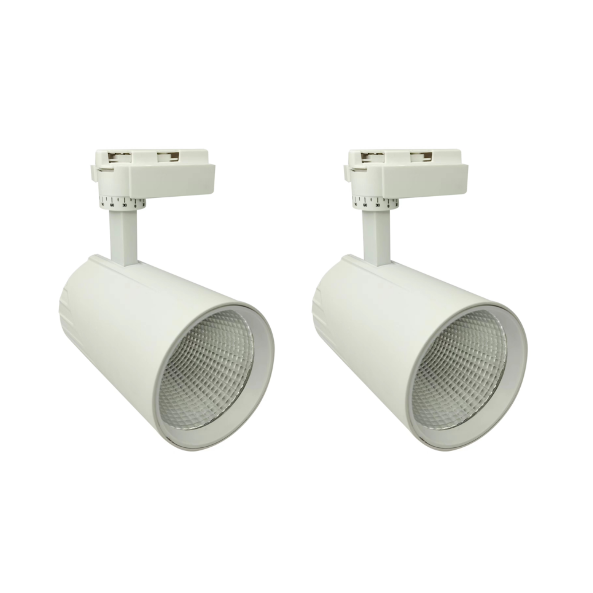 2x Reflektor sufitowy szynowy LED 30W, neutralna biel 4200K, 3000 lumenów, jednofazowy 185V-265V AC, kolor biały aluminium
