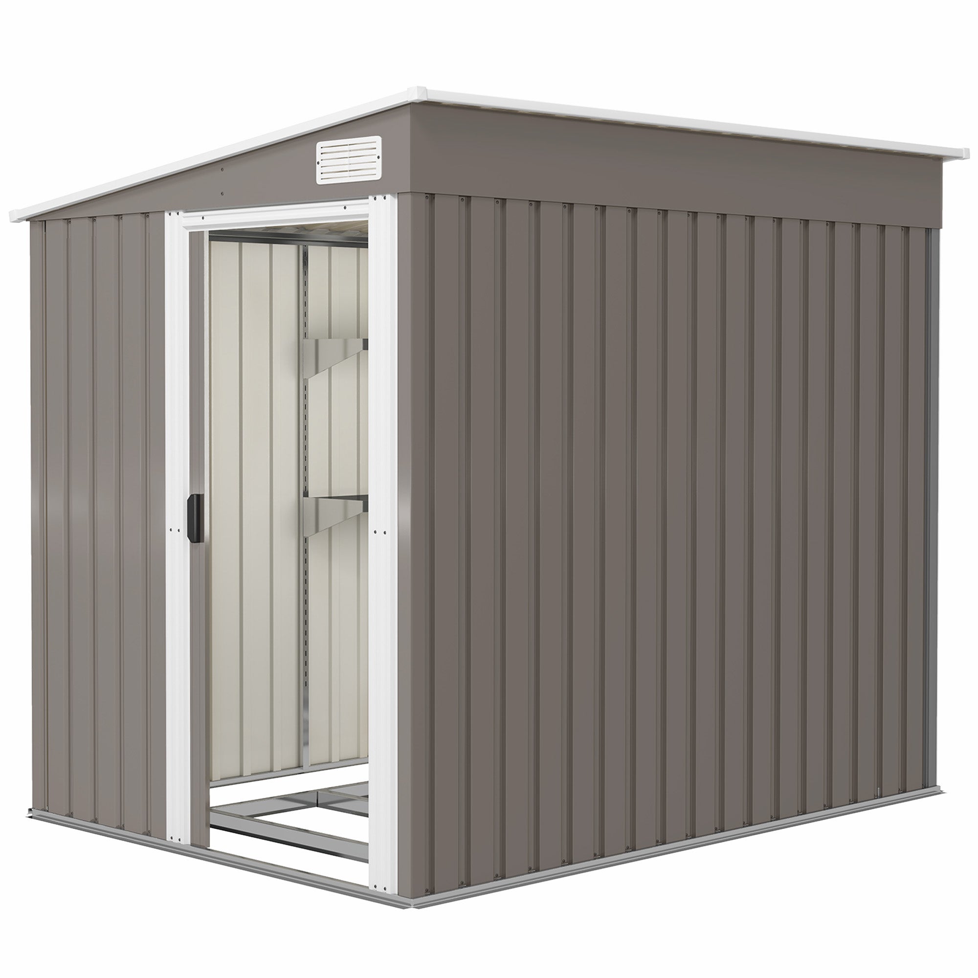 Domek ogrodowy metalowy 2,81 m² 154 x 206,5 x 181 cm, domek narzędziowy ze spadzistym dachem, fundamenty