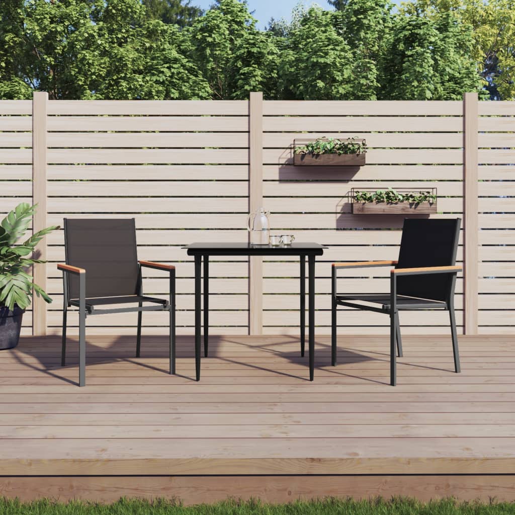 Krzesła ogrodowe, 2 szt, czarne, 55x61,5x90cm, Textilene i stal vidaXL