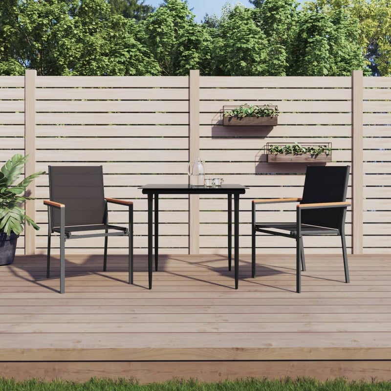 Krzesła ogrodowe, 2 szt, czarne, 55x61,5x90cm, Textilene i stal vidaXL