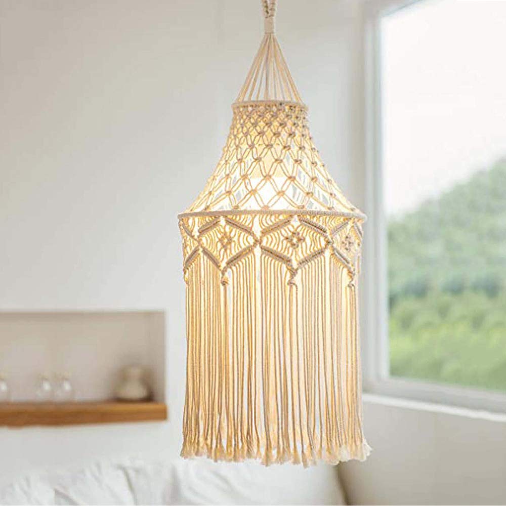 Lampy wiszące w stylu Boho z ręcznie robionym makramé, klosz wiszący do salonu, dekoracja pokoju w stylu Boho, dekoracje świąteczne